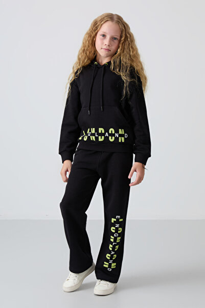 TOMMY LIFE Siyah Pamuklu İçi Tüylü Yumuşak Dokulu Oversize Baskılı Kız Çocuk ...