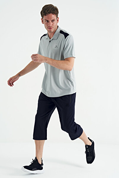TOMMY LIFE İndigo Bağcıklı Standart Kalıp Fermuar Cepli Aktif Spor Erkek Kapri - 83096