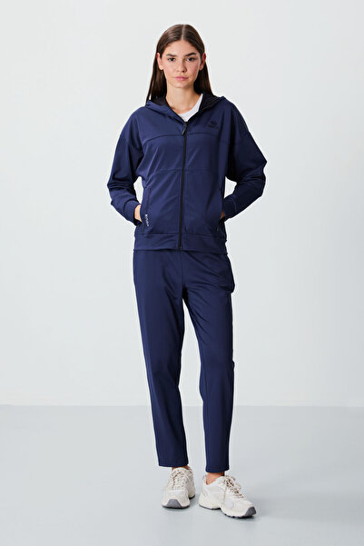 TOMMY LIFE Indigo Hooded Standard Fit γυναικεία αθλητική φόρμα με λεπτομέρεια κρυφής τσέπης - 95306