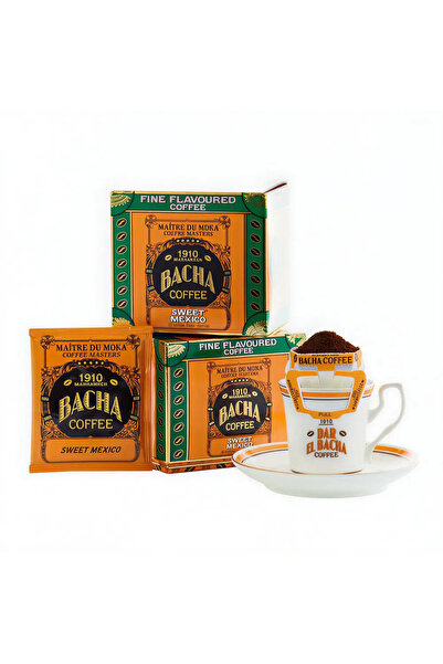 Bacha Coffee Set de 12 pliculețe premium de cafea 100% Arabica, Bacha Coffee, Sweet Mexico, pentru toarnă/stropire, 144 g