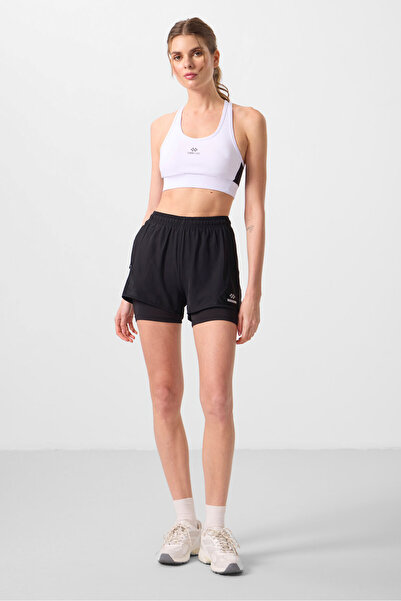 TOMMY LIFE Siyah Gizli Cep Fermuarlı Standart Kalıp Kadın İçi Taytlı Şort - 91015