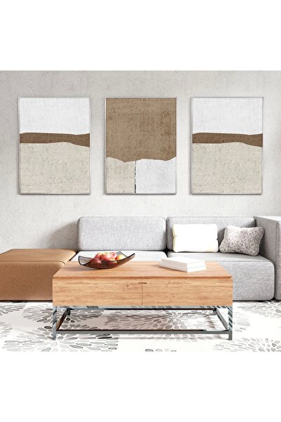 KOLAJTASARIM Soyut Tasarım Desenli Üçlü Metal Çerçeveli Tablo Seti/S /S