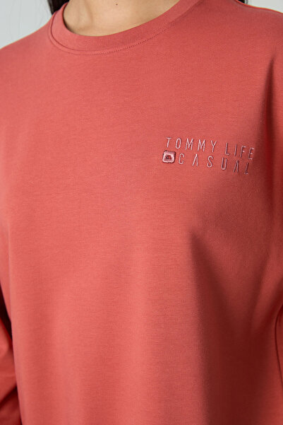 TOMMY LIFE Γυναικεία αθλητική φόρμα Cinnamon Basic Cotton O Neck Oversize Rubber Leg - 95287