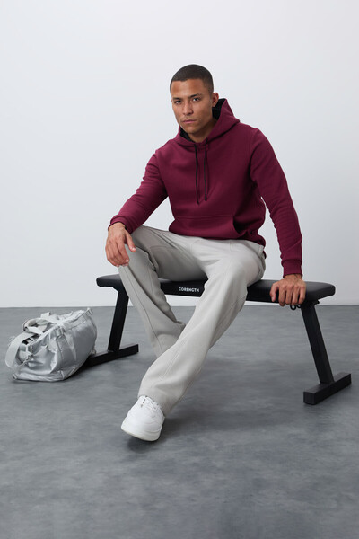 TOMMY LIFE Erguvan Pamuklu Kalın İçi Tüylü Yumuşak Dokulu Comfort Fit Nakışlı...