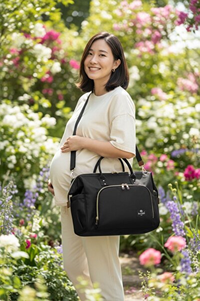 beautiful bag حقيبة يد للعناية بالطفل مع حزام كتف باللون الأسود