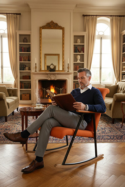 Home Ahşap Detaylı Sallanan Koltuk, Sallanır Tv Koltuğu, Modern Tasarım, 100x...