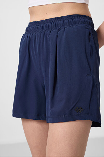 TOMMY LIFE İndigo Gizli Cep Fermuarlı Rahat Form Kadın Şort - 91014
