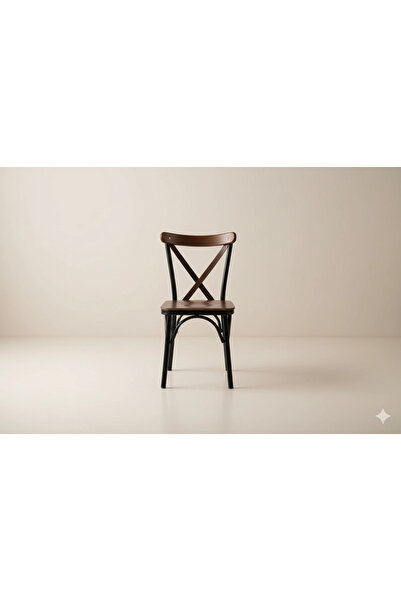 Levent Mobilya Aksesuar AHŞAP BAHAR ÇAPRAZ SANDALYE, CEVİZ SİYAH