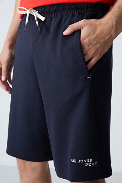 AIR JONES Thick Soft Cotton Navy Blue Men's Shorts - Standard Fit 81276