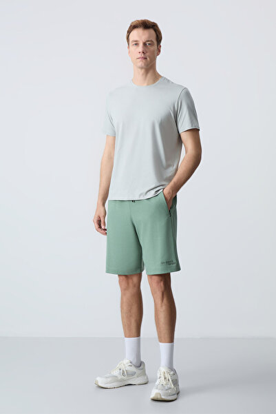 AIR JONES Ανδρικό σορτς - Ανοιχτό πράσινο, βαμβακερό, παχιά απαλή υφή - Basic...