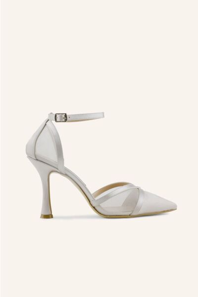 MARCATELLI Şampanya Saten Romantik İnce Topuk Stiletto