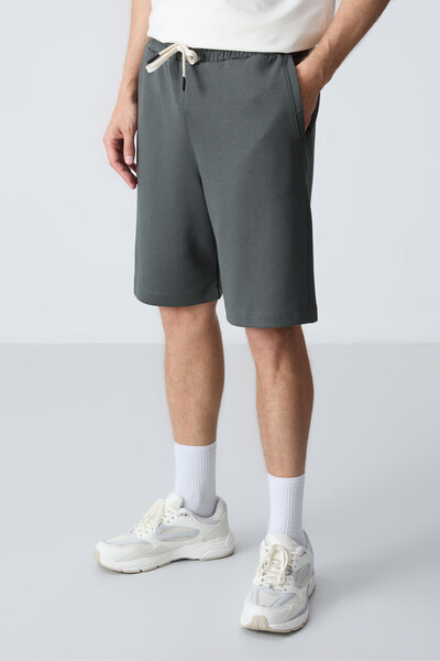 AIR JONES Thick Soft Textured Khaki Cotton Men's Shorts - Standard Fit - 81275