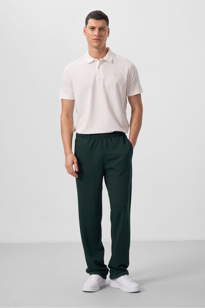 TOMMY LIFE Мъжки панталон Palazzo с текстурирана повърхност в борово зелено -...