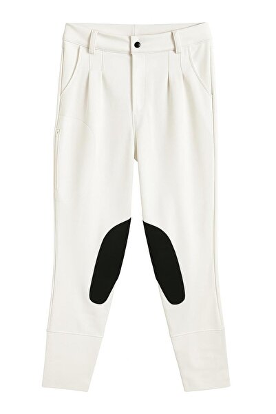 PEUR RIDER SHOP Pantaloni albi de călărie pentru bărbați - Detaliați din piele