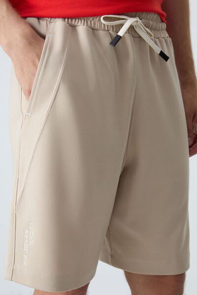 AIR JONES Beige Men's Shorts - Cotton, Thick Soft Texture, Standard Fit - 81278