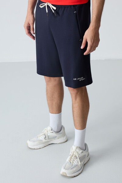 AIR JONES Thick Soft Cotton Navy Blue Men's Shorts - Standard Fit 81276