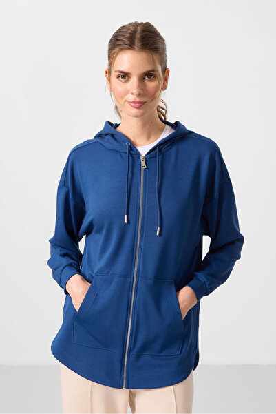 TOMMY LIFE Parlament Soft Textured Hooded Oversize Women's Tunic Sweatshirt - 97302