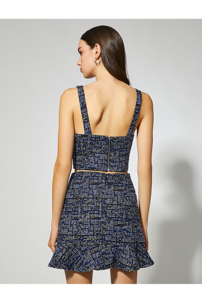 Koton Tweed Bustier Sweetheart Neckline Strap