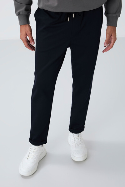 AIR JONES Ανδρικό παντελόνι φόρμας Navy Blue Surface Textured Standard Fit - 82154