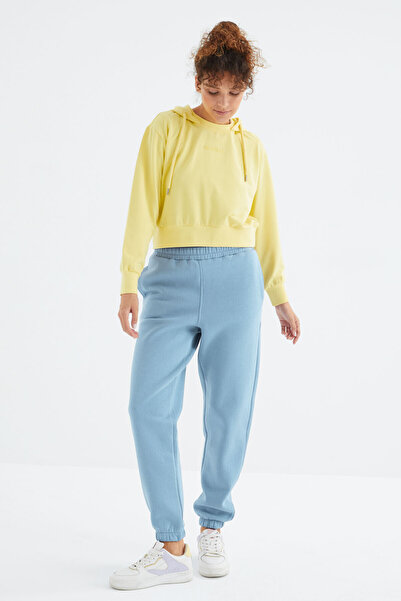 TOMMY LIFE Light Blue High Waist Comfortable Form Basic Jogger Women's Sweatpants - 94624