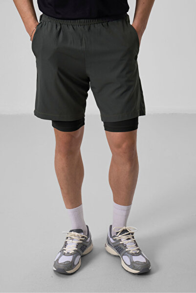 TOMMY LIFE Haki İnce Yumuşak Standart Fit Erkek Taytlı Şort - 81287