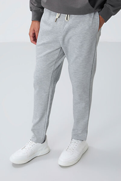 AIR JONES Gray Surface Textured Standard Fit Men's Tracksuit Bottom - 82155