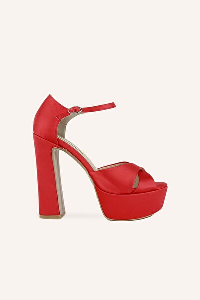 MARCATELLI Kırmızı Saten Le Marais Platform Topuklu Sandalet