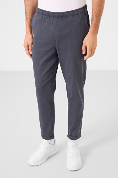 TOMMY LIFE Gray Standard Fit Woven Lightweight Stretchy Chino Men's Trousers - 82178