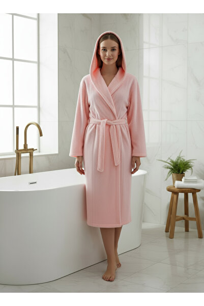 Semecca Βαμβακερή βελούδινη κουκούλα Unisex μπουρνούζι σε σκόνη