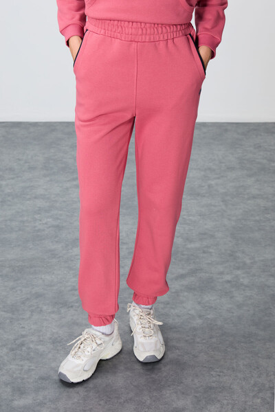 TOMMY LIFE Wild Rose kompakt pamut vastag, sima textúrájú állógallér, túlméretezett női tréningruha - 95342