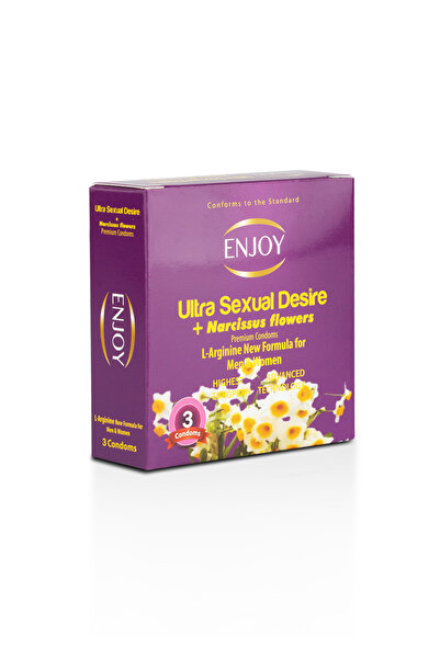 Enjoy ULTRA SEXUAL DESIRE Premium Condoms - 3 pcs | NARCISSUS FLOWERS, L-Argi...