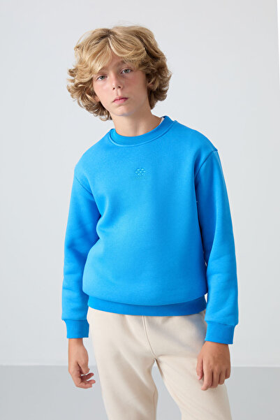 TOMMY LIFE Hanorac brodat pentru băieți - bumbac Saks, grăsime în interior, t...