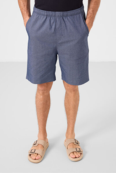 TOMMY LIFE Denim Navy Blue Standard Fit Woven Light Flexible Chino Men's Shorts - 81291