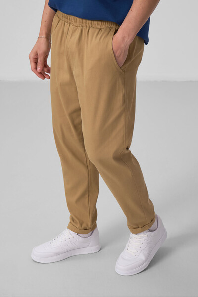 TOMMY LIFE Dark Beige Standard Fit Woven Light Flexible Chino Men's Trousers - 82175