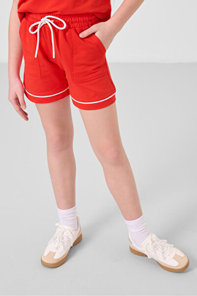 TOMMY LIFE Fiesta Pamuklu Yumuşak Dokulu Standart Fit Basic Kız Çocuk Şort Takım - 75183