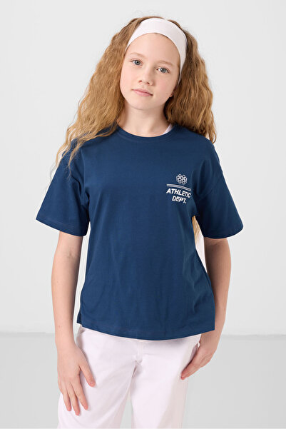 TOMMY LIFE Tricou pentru fete din bumbac cu decolteu O oversize cu imprimeu -...