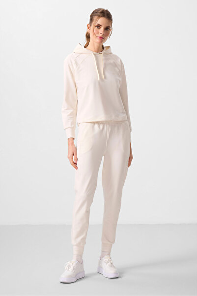 TOMMY LIFE Ekru Kapüşonlu Oversize Kadın Eşofman Takım - 95336