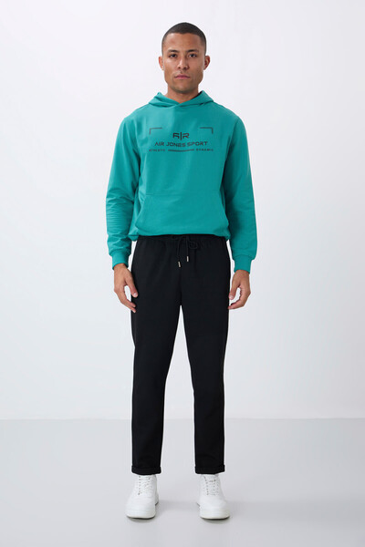 AIR JONES Ανδρικό παντελόνι φόρμας Standard Fit με υφή μαύρης επιφάνειας - 82154