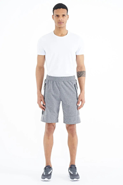 AIR JONES Men's Standard Fit Clive Gray Melange Shorts - 81249