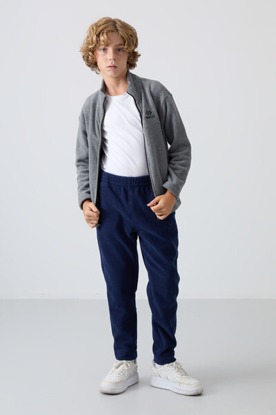 TOMMY LIFE Pantaloni de trening din fleece pentru băieți - bleumarin, brodați...