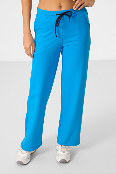 TOMMY LIFE Blue Stand Collar Zippered Cotton Women's Tracksuit Tunic Suit - 95346