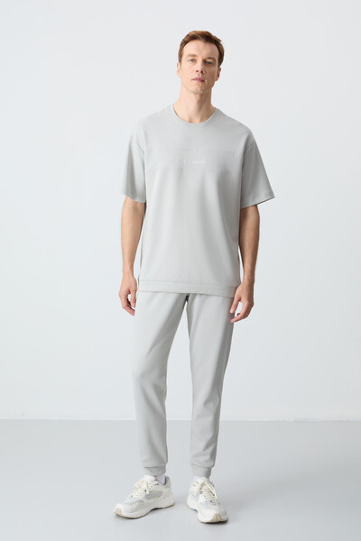 AIR JONES Σετ ανδρικής φόρμας Oversize με χοντρή απαλή υφή - Stone Cotton Bas...