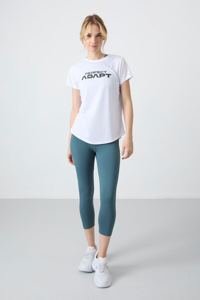 TOMMY LIFE Orman YeşiliYüksek Bel Slim Fit Dar Paça Kadın Kapri Tayt - 93097