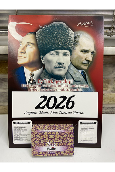 Ne Arasak Ömür Takvim Atatürk Görselli 2.bölge 2026 Kartonlu Yapraklı Duvar Takvimi
