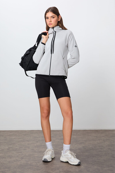 TOMMY LIFE Hanorac de damă din lână cu glugă, brodat cu textura groasă -97287