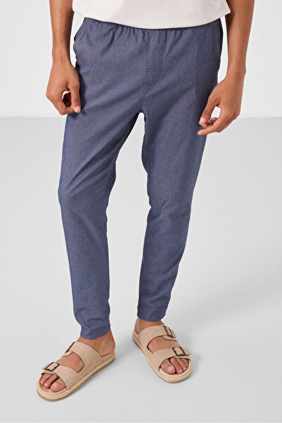 TOMMY LIFE Denim Navy Blue Standard Fit Woven Light Flexible Chino Men's Trousers - 82180