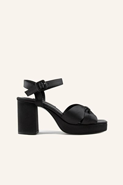 MARCATELLI Siyah Saten Adel Platform Topuklu Ayakkabı