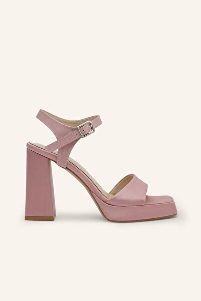 MARCATELLI Pembe Saten Margaret Topuklu Ayakkabı