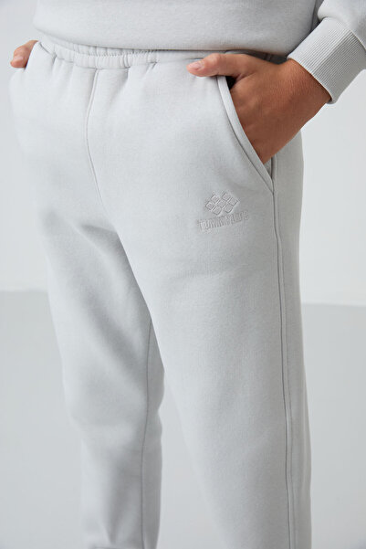 TOMMY LIFE Boy's Embroidered Tracksuit Set - Stone Cotton, Thick Feather Inside, Soft Texture, Standard Fit - 11249