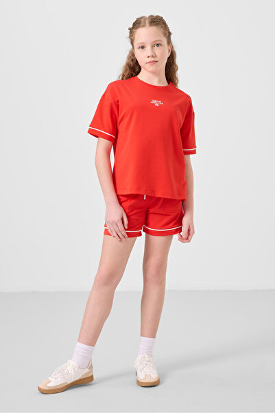 TOMMY LIFE Fiesta Pamuklu Yumuşak Dokulu Standart Fit Basic Kız Çocuk Şort Takım - 75183